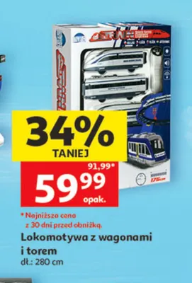 Lokomotywa z wagonami i torem dł. 280cm promocja w Auchan