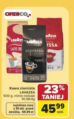 Kawa ziarnista Lavazza Espresso Italiano promocja w Carrefour