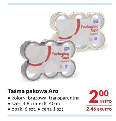 Taśma pakowa Aro promocja w Makro