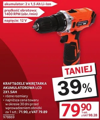 Wiertarka akumulatorowa KRAFT&DELE 2x1.5Ah Li-ion promocja w Selgros