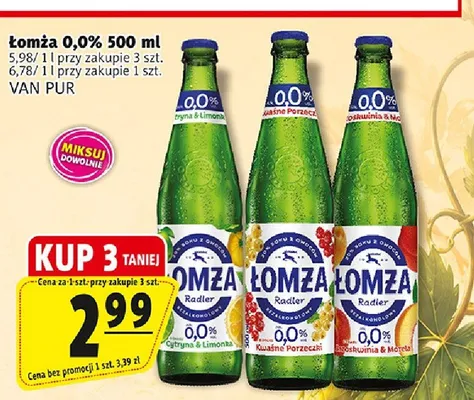Piwo bezalkoholowe Łomża Radler 0,0% Cytryna & Limonka promocja w Prim Market