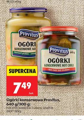 Ogórki konserwowe cukrowo-słodkie Provitus promocja w Biedronka