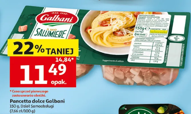 Pancetta dolce Galbani Dział Samoobsługi promocja w Auchan