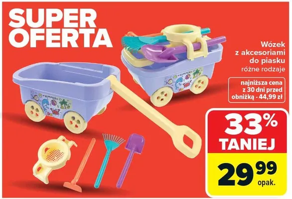 Wózek z akcesoriami do piasku promocja w Carrefour