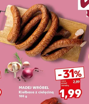Kiełbasa Miadej Wróbel z cielęciną promocja w Kaufland