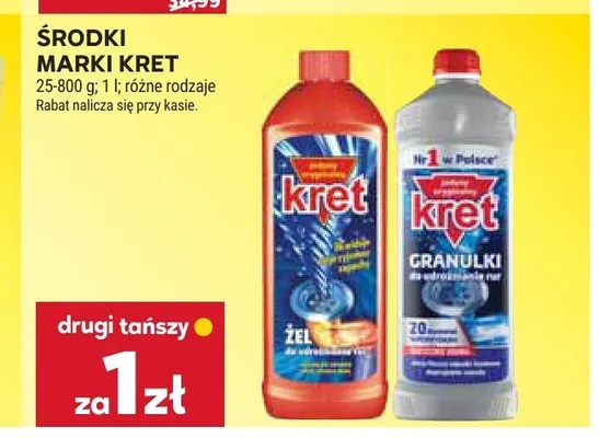 Granulki do udrożniania rur Kret promocja w Stokrotka