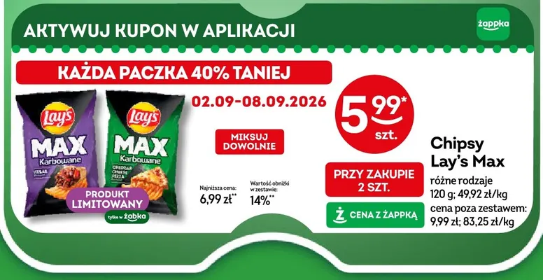Chipsy karbowane Lay's Max Kebab promocja w Żabka