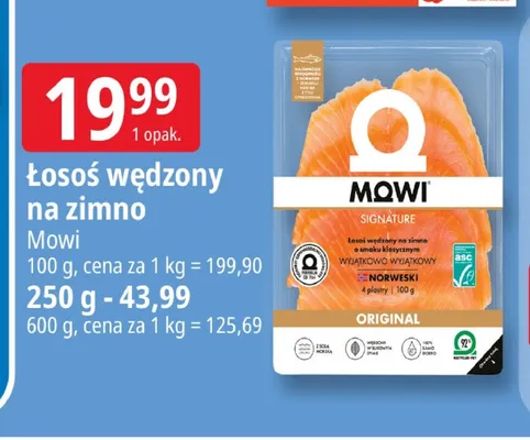 Łosoś wędzony na zimno Mowi promocja w Leclerc