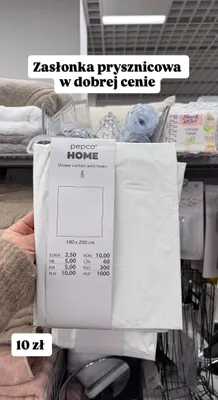 Zasłonka prysznicowa z haczykami 180x200 cm promocja w Pepco