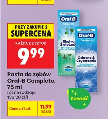 Pasta do zębów Oral-B Complete różne rodzaje promocja w Biedronka