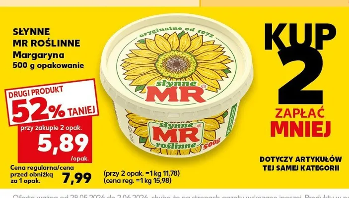 Margaryna Słynne MR Roślinne promocja w Kaufland