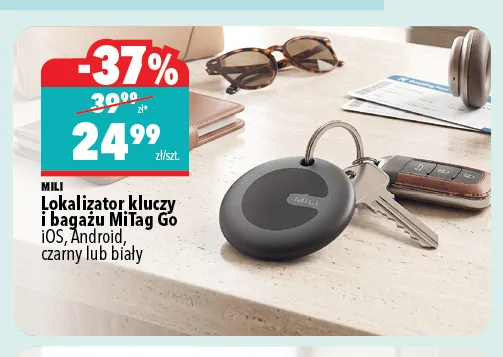 Lokalizator kluczy i bagażu Mili MiTag Go promocja w Biedronka Home