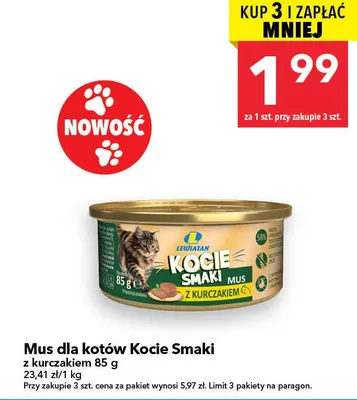 Mus dla kotów z kurczakiem promocja w LEWIATAN
