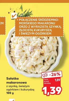 Sałatka makaronowa z szynką, świeżym ogórkiem i kukurydzą promocja w Kaufland