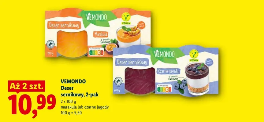 Deser sernikowy czarne jagody Vemondo 2-pak promocja w Lidl