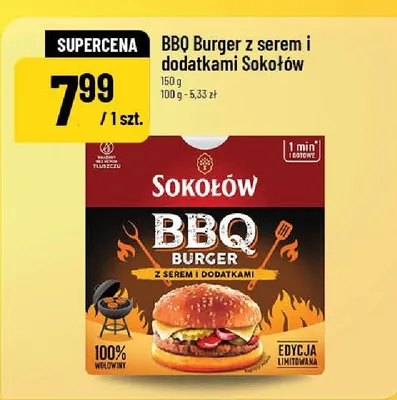 BBQ Burger z serem i dodatkami promocja w POLOmarket