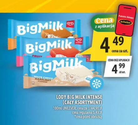 Lody Big Milk Intense Fruit promocja w Arhelan