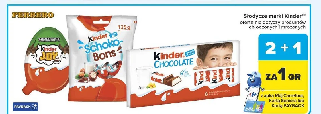 Słodycze marki Kinder promocja w Carrefour Market
