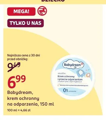 Krem ochronny na odparzenia Babydream 150ml promocja w Rossmann