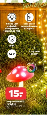 Lampa solarna LED grzybek wym. 11,5x11,5x27,5cm promocja w Netto