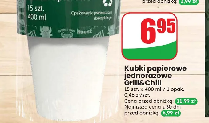Kubki papierowe jednorazowe Grill & Chill promocja w Dino