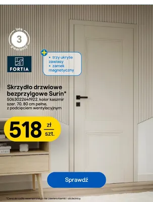 Skrzydło drzwiowe bezprzylgowe Surin Fortia promocja w Castorama