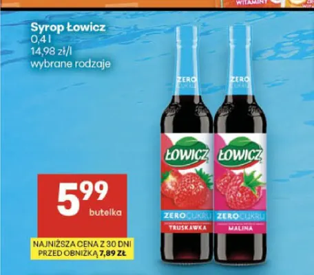 Syrop Łowicz Zero Cukru malina promocja w Delikatesy Centrum