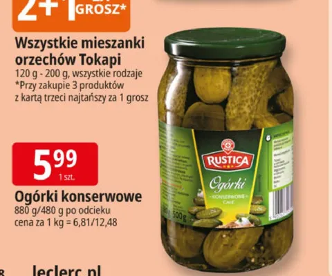 Ogórki konserwowe Rustica promocja w Leclerc