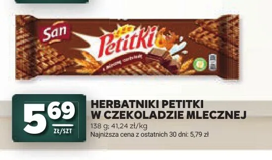 Herbatniki San Petitki w czekoladzie mlecznej promocja w Stokrotka