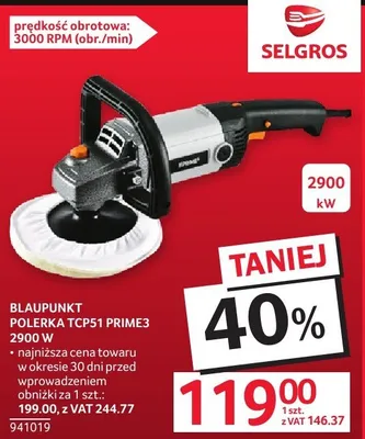 Polerka BLAUPUNKT TCP51 PRIME3 2900W promocja w Selgros