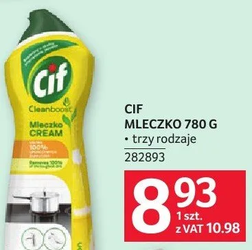 Mleczko Cif 780g promocja w Selgros