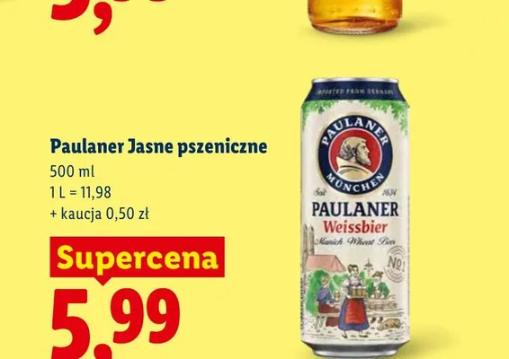 Piwo Paulaner pszeniczne promocja w Lidl