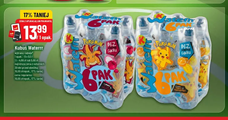 Woda smakowa Kubuś Waterrr 6-pak o smaku mango i mandarynki promocja w POLOmarket
