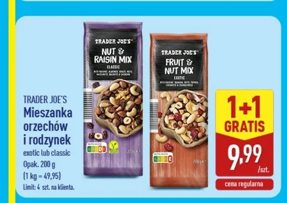 Mieszanka orzechów i rodzynek Trader Joe's Classic promocja w Aldi