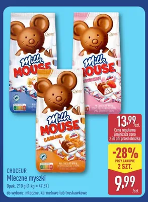 Mleczne myszki truskawkowe Choceur promocja w Aldi