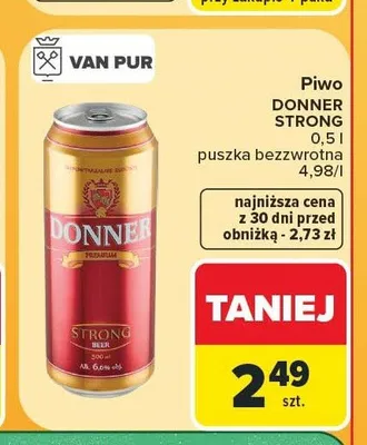 Piwo Donner Strong 500 ml promocja w Carrefour