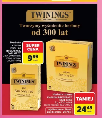 Herbata czarna Twinings English Breakfast promocja w Carrefour