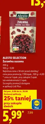 Żurawina suszona Alesto Selection promocja w Lidl