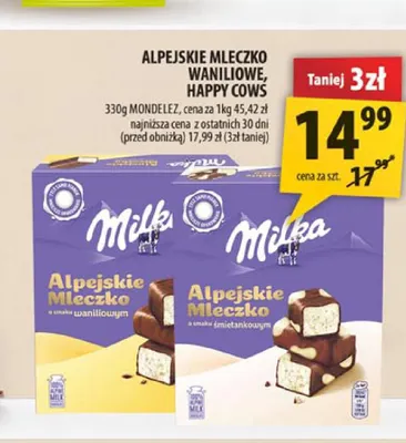 Alpejskie Mleczko waniliowe Milka promocja w Arhelan