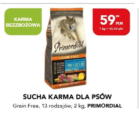 Sucha karma dla psów Primordial Grain Free promocja w Aquael zoo