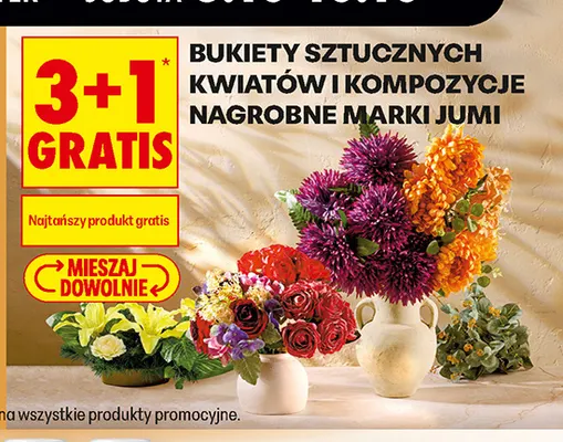Bukiety sztucznych kwiatów i kompozycje nagrobne Jumi promocja w Biedronka