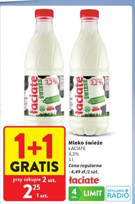 Mleko świeże Łaciate 3,2% promocja w Intermarche