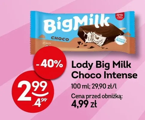 Lody Big Milk Choco Intense promocja w Żabka