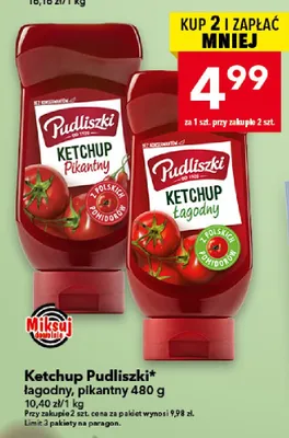 Ketchup Pudliszki Łagodny promocja w LEWIATAN