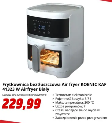 Frytkownica beztłuszczowa Koenic Kaf 41323W biały promocja w Media Markt