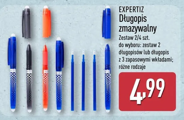 Zestaw 2 długopisów zmazywalnych Expertiz promocja w Aldi