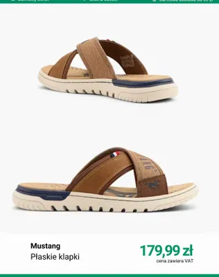 Płaskie klapki Mustang promocja w Deichmann