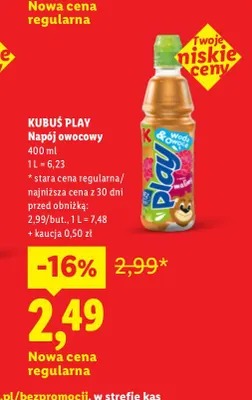 Napój owocowy Kubuś Play promocja w Lidl