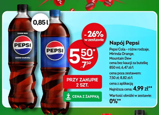 Napój gazowany Pepsi Zero Cukru promocja w Żabka