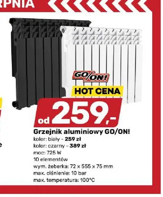 Grzejnik aluminiowy GO/ON! czarny promocja w Bricomarche